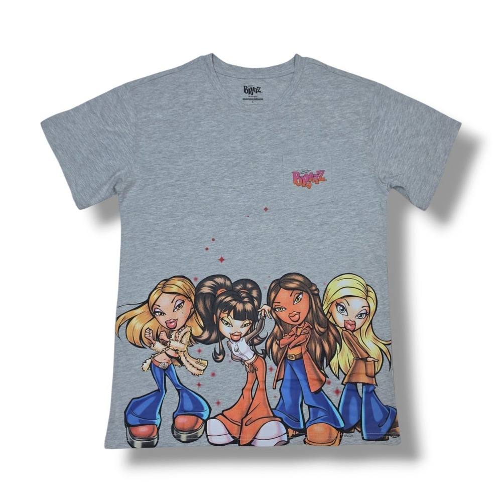 Bratz Original Four Characters Graphic Pocket Gray By Freeze T-Shirt Women's L